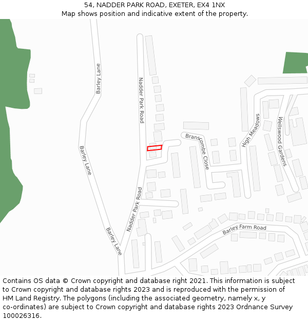 54, NADDER PARK ROAD, EXETER, EX4 1NX: Location map and indicative extent of plot