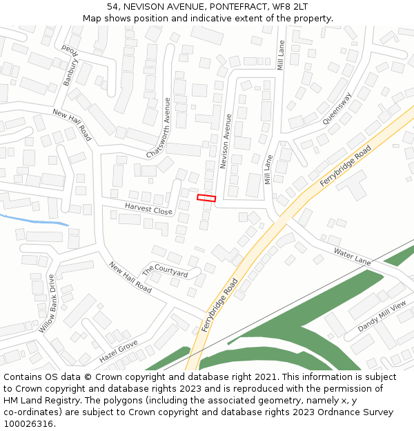 54, NEVISON AVENUE, PONTEFRACT, WF8 2LT: Location map and indicative extent of plot