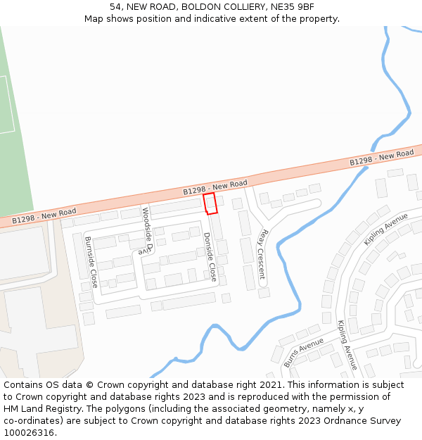 54, NEW ROAD, BOLDON COLLIERY, NE35 9BF: Location map and indicative extent of plot