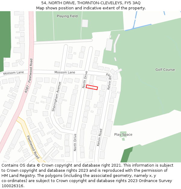 54, NORTH DRIVE, THORNTON-CLEVELEYS, FY5 3AQ: Location map and indicative extent of plot