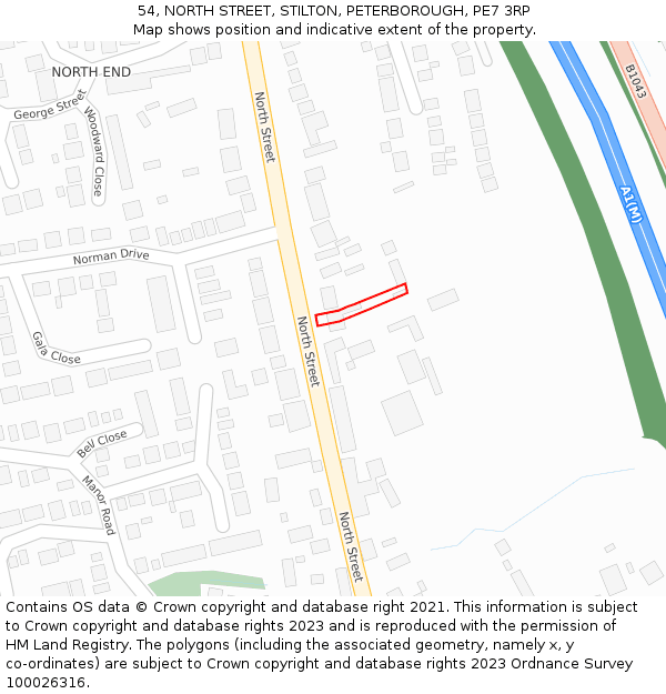 54, NORTH STREET, STILTON, PETERBOROUGH, PE7 3RP: Location map and indicative extent of plot