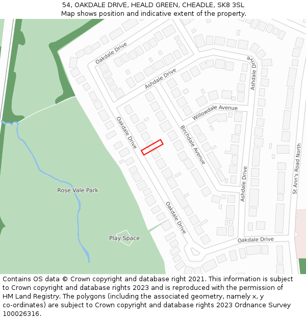 54, OAKDALE DRIVE, HEALD GREEN, CHEADLE, SK8 3SL: Location map and indicative extent of plot