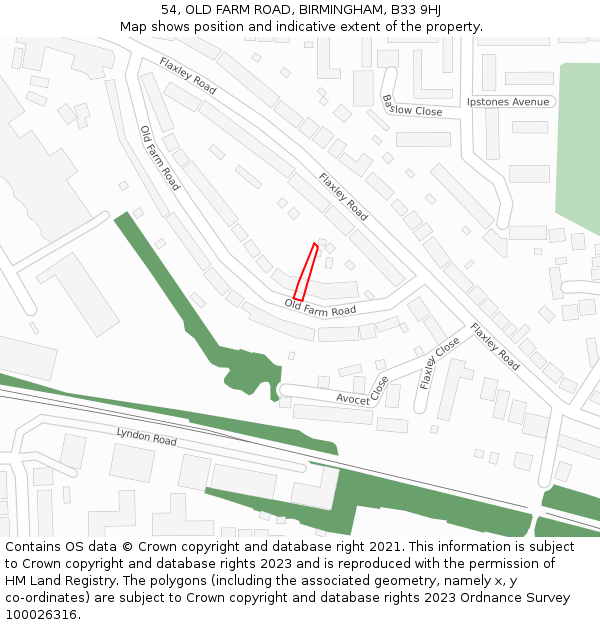 54, OLD FARM ROAD, BIRMINGHAM, B33 9HJ: Location map and indicative extent of plot