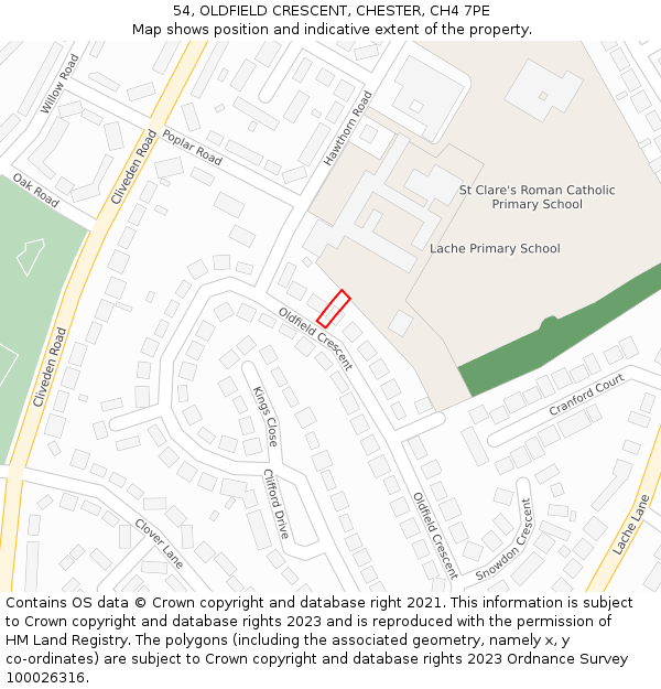 54, OLDFIELD CRESCENT, CHESTER, CH4 7PE: Location map and indicative extent of plot