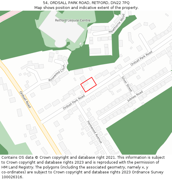 54, ORDSALL PARK ROAD, RETFORD, DN22 7PQ: Location map and indicative extent of plot