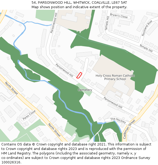 54, PARSONWOOD HILL, WHITWICK, COALVILLE, LE67 5AT: Location map and indicative extent of plot