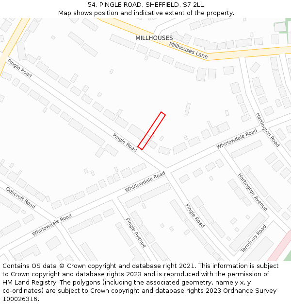 54, PINGLE ROAD, SHEFFIELD, S7 2LL: Location map and indicative extent of plot
