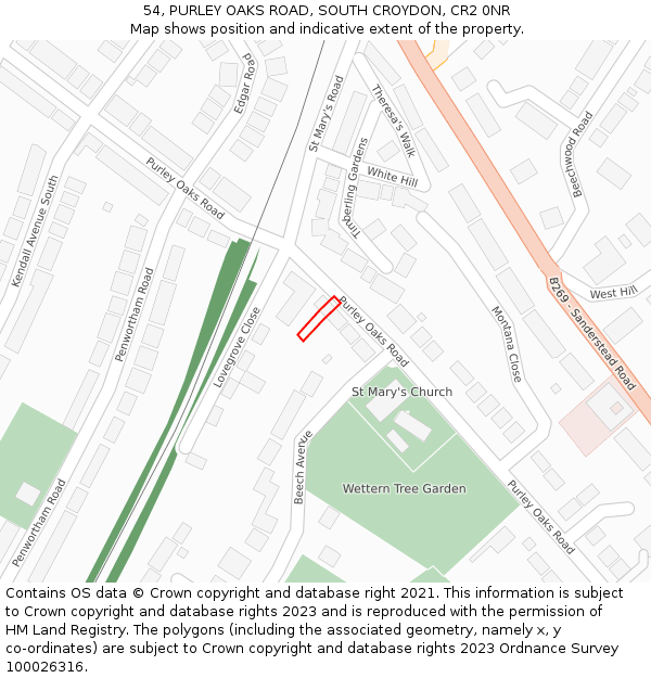 54, PURLEY OAKS ROAD, SOUTH CROYDON, CR2 0NR: Location map and indicative extent of plot