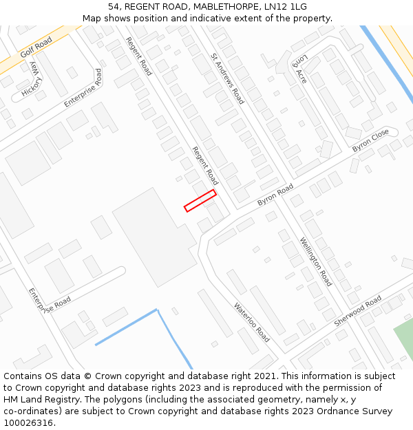 54, REGENT ROAD, MABLETHORPE, LN12 1LG: Location map and indicative extent of plot