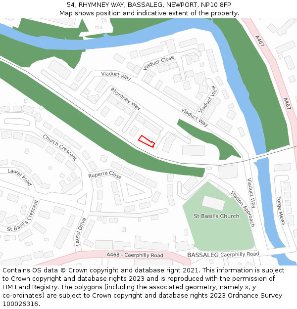 54, RHYMNEY WAY, BASSALEG, NEWPORT, NP10 8FP: Location map and indicative extent of plot