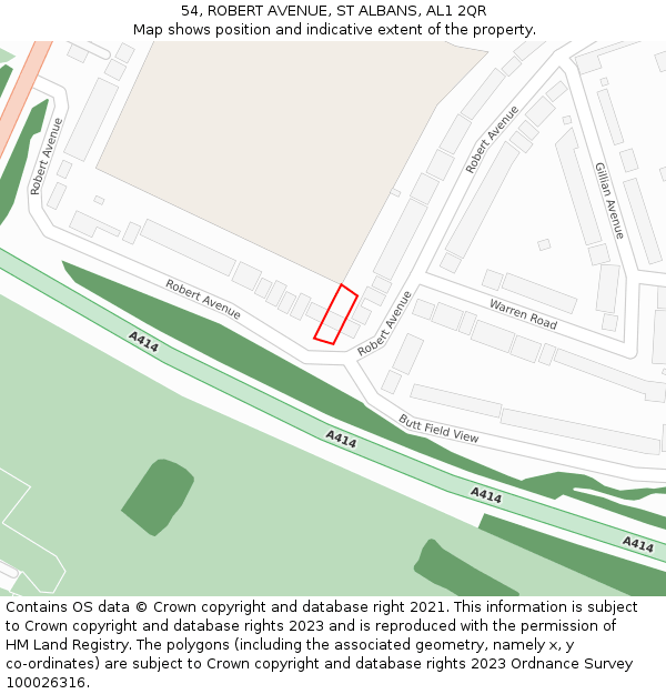 54, ROBERT AVENUE, ST ALBANS, AL1 2QR: Location map and indicative extent of plot