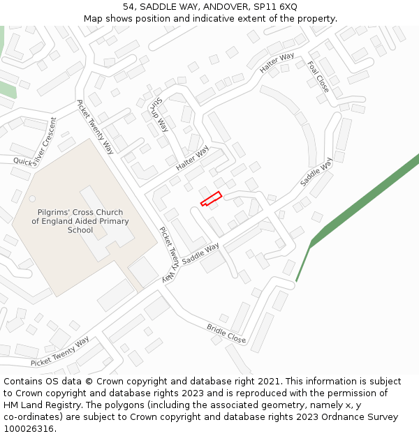 54, SADDLE WAY, ANDOVER, SP11 6XQ: Location map and indicative extent of plot