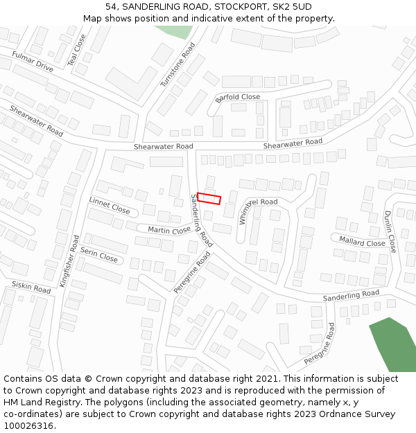 54, SANDERLING ROAD, STOCKPORT, SK2 5UD: Location map and indicative extent of plot