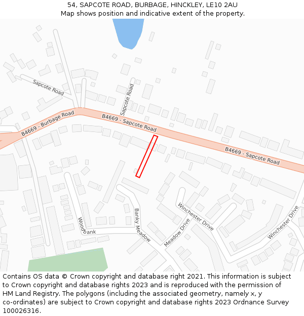 54, SAPCOTE ROAD, BURBAGE, HINCKLEY, LE10 2AU: Location map and indicative extent of plot