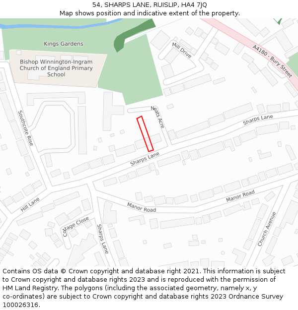 54, SHARPS LANE, RUISLIP, HA4 7JQ: Location map and indicative extent of plot