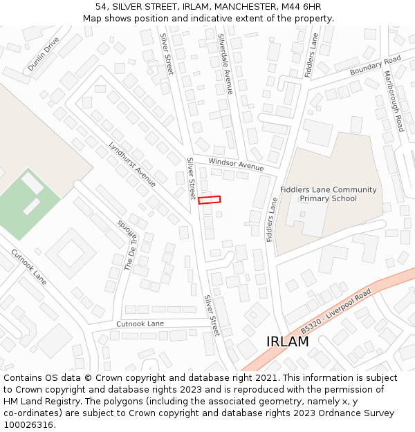 54, SILVER STREET, IRLAM, MANCHESTER, M44 6HR: Location map and indicative extent of plot