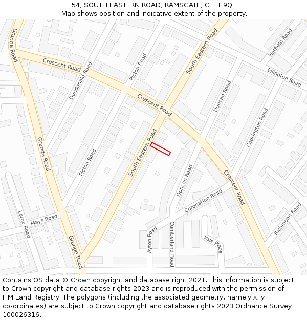 54, SOUTH EASTERN ROAD, RAMSGATE, CT11 9QE: Location map and indicative extent of plot