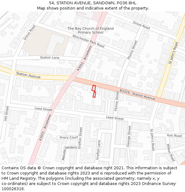 54, STATION AVENUE, SANDOWN, PO36 8HL: Location map and indicative extent of plot