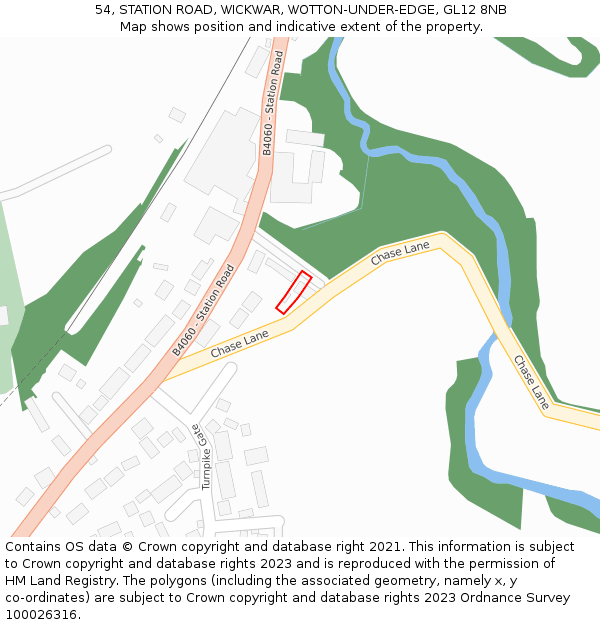 54, STATION ROAD, WICKWAR, WOTTON-UNDER-EDGE, GL12 8NB: Location map and indicative extent of plot