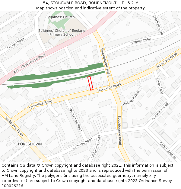 54, STOURVALE ROAD, BOURNEMOUTH, BH5 2LA: Location map and indicative extent of plot