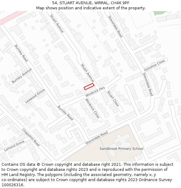 54, STUART AVENUE, WIRRAL, CH46 9PF: Location map and indicative extent of plot