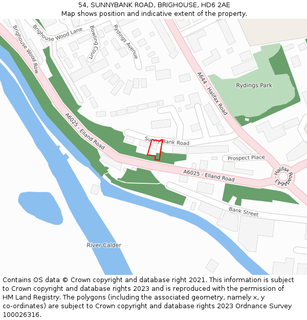 54, SUNNYBANK ROAD, BRIGHOUSE, HD6 2AE: Location map and indicative extent of plot