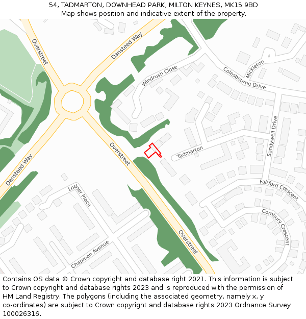 54, TADMARTON, DOWNHEAD PARK, MILTON KEYNES, MK15 9BD: Location map and indicative extent of plot