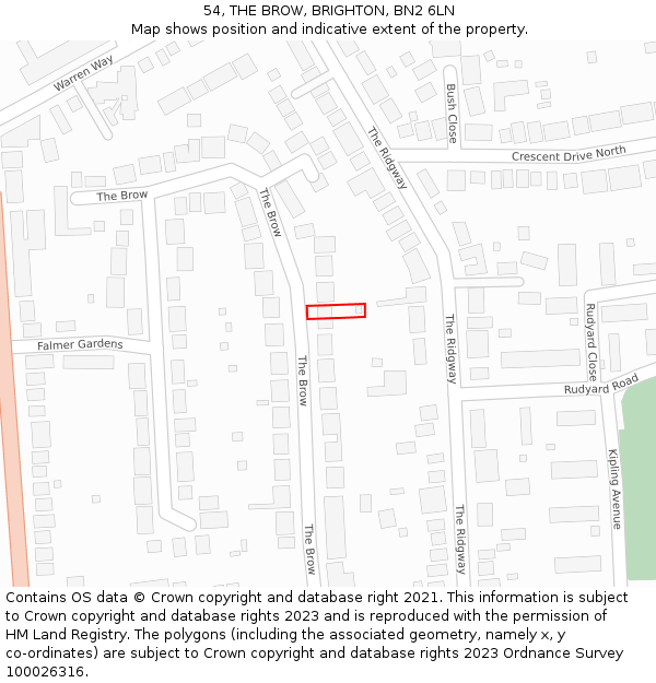 54, THE BROW, BRIGHTON, BN2 6LN: Location map and indicative extent of plot