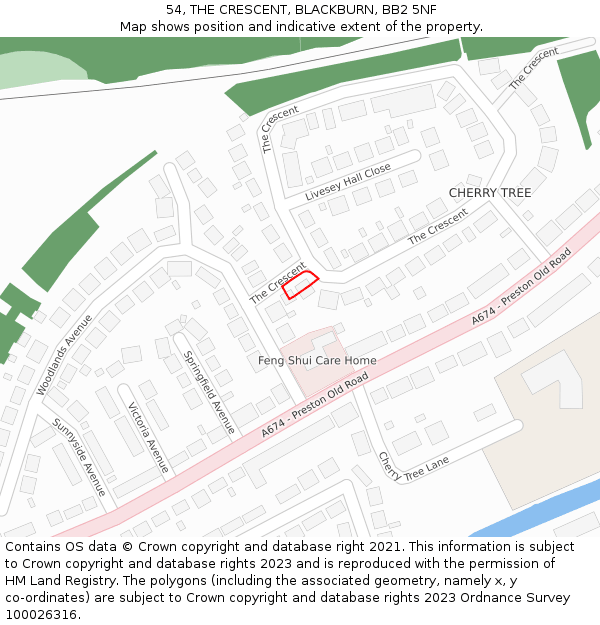 54, THE CRESCENT, BLACKBURN, BB2 5NF: Location map and indicative extent of plot