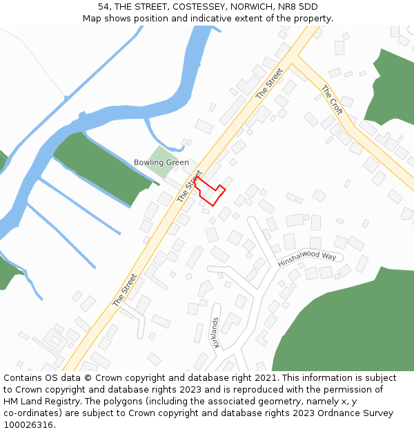 54, THE STREET, COSTESSEY, NORWICH, NR8 5DD: Location map and indicative extent of plot