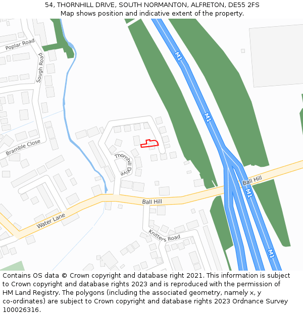 54, THORNHILL DRIVE, SOUTH NORMANTON, ALFRETON, DE55 2FS: Location map and indicative extent of plot