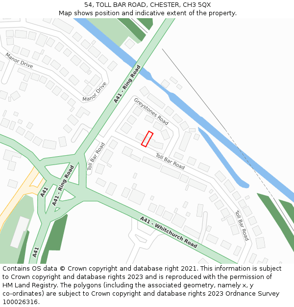 54, TOLL BAR ROAD, CHESTER, CH3 5QX: Location map and indicative extent of plot