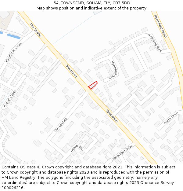 54, TOWNSEND, SOHAM, ELY, CB7 5DD: Location map and indicative extent of plot