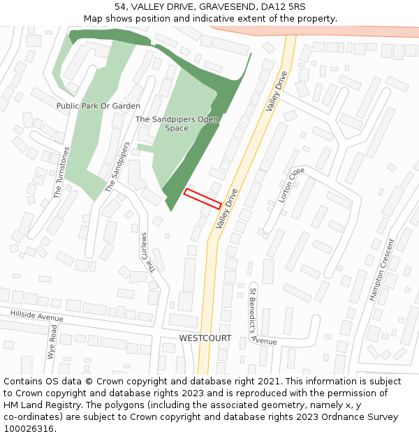 54, VALLEY DRIVE, GRAVESEND, DA12 5RS: Location map and indicative extent of plot