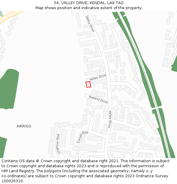 54, VALLEY DRIVE, KENDAL, LA9 7AG: Location map and indicative extent of plot