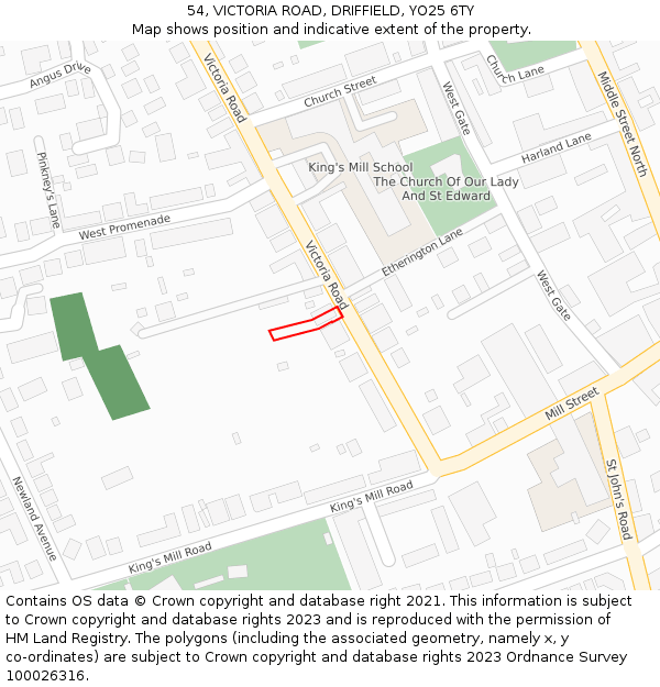 54, VICTORIA ROAD, DRIFFIELD, YO25 6TY: Location map and indicative extent of plot