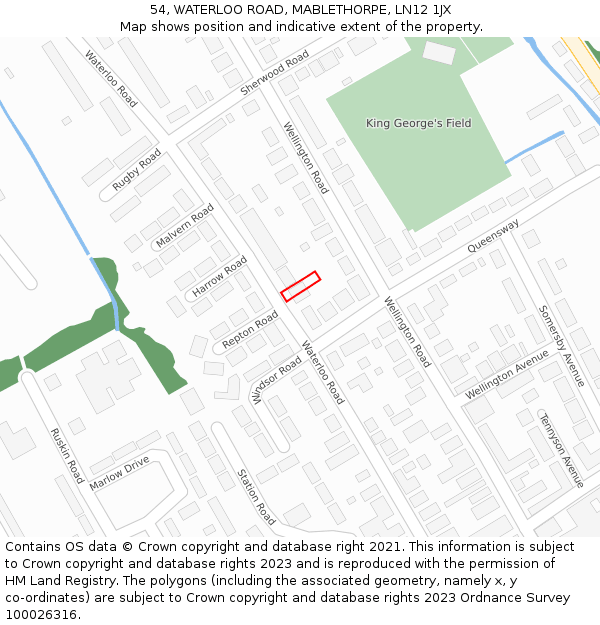 54, WATERLOO ROAD, MABLETHORPE, LN12 1JX: Location map and indicative extent of plot