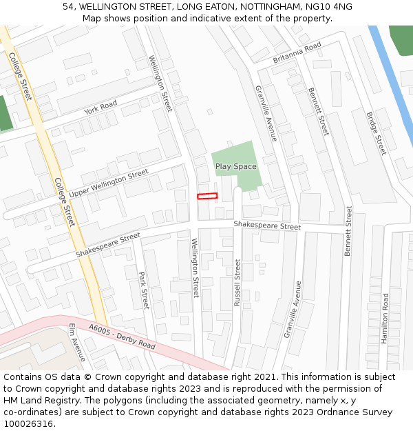 54, WELLINGTON STREET, LONG EATON, NOTTINGHAM, NG10 4NG: Location map and indicative extent of plot