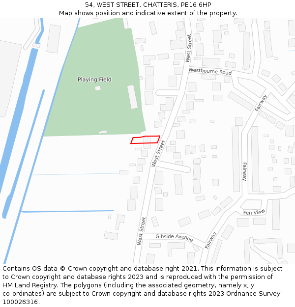 54, WEST STREET, CHATTERIS, PE16 6HP: Location map and indicative extent of plot