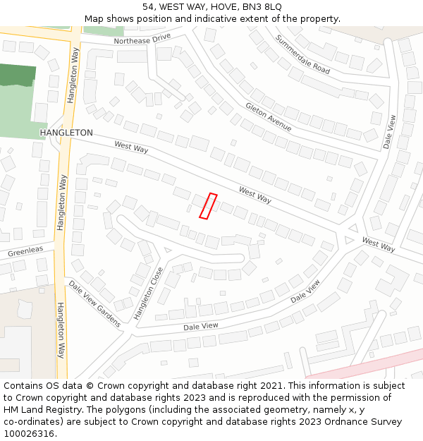 54, WEST WAY, HOVE, BN3 8LQ: Location map and indicative extent of plot