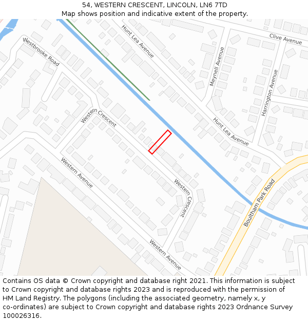 54, WESTERN CRESCENT, LINCOLN, LN6 7TD: Location map and indicative extent of plot