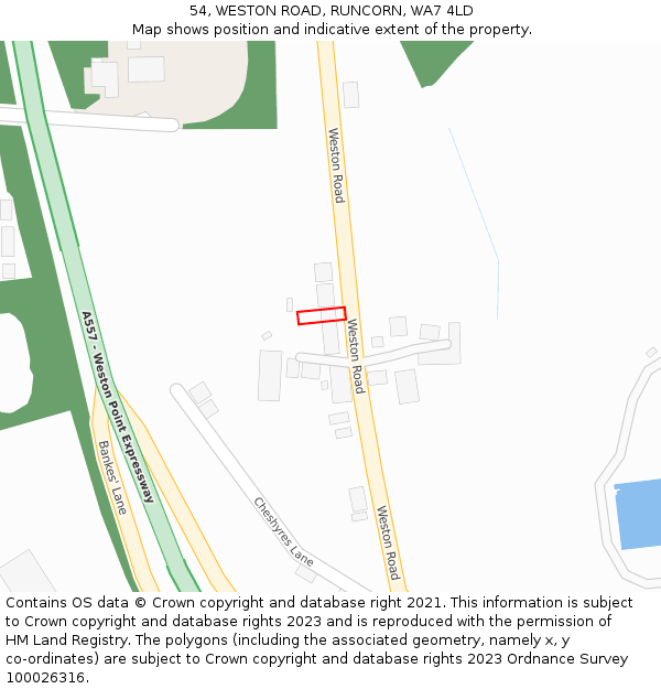 54, WESTON ROAD, RUNCORN, WA7 4LD: Location map and indicative extent of plot