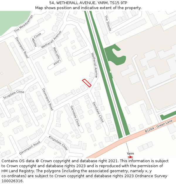 54, WETHERALL AVENUE, YARM, TS15 9TP: Location map and indicative extent of plot