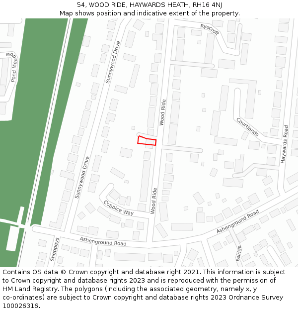 54, WOOD RIDE, HAYWARDS HEATH, RH16 4NJ: Location map and indicative extent of plot