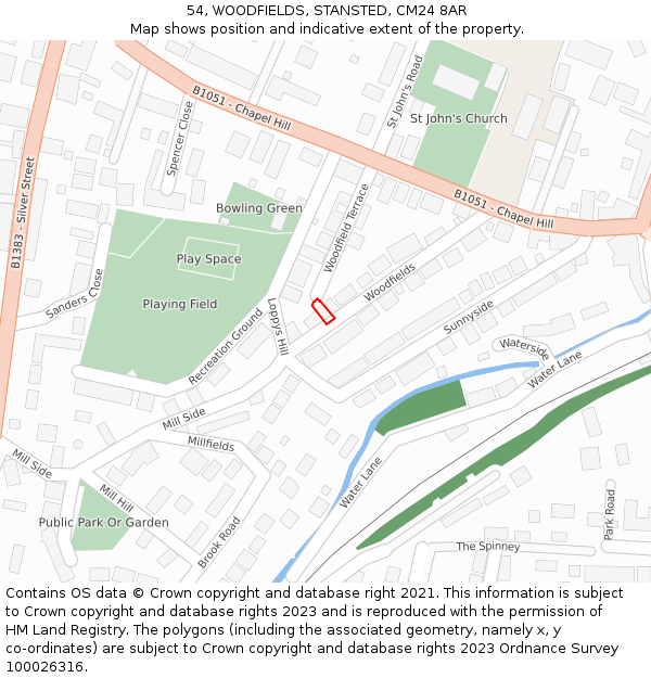 54, WOODFIELDS, STANSTED, CM24 8AR: Location map and indicative extent of plot