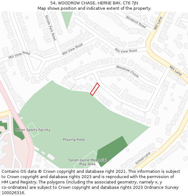 54, WOODROW CHASE, HERNE BAY, CT6 7JN: Location map and indicative extent of plot