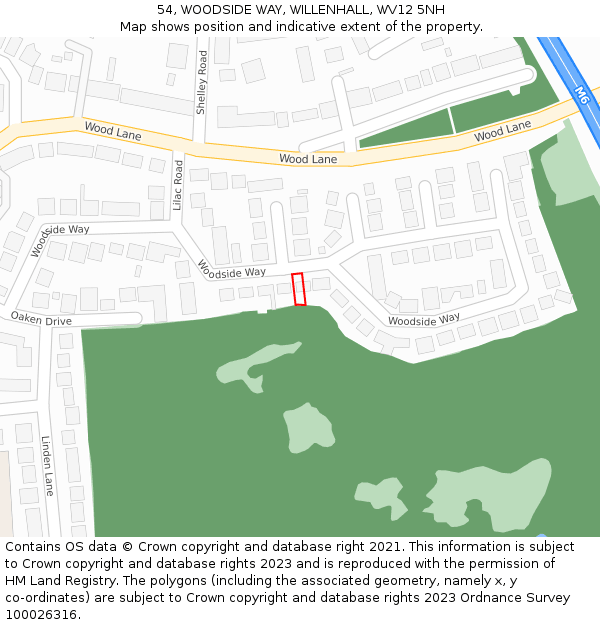 54, WOODSIDE WAY, WILLENHALL, WV12 5NH: Location map and indicative extent of plot