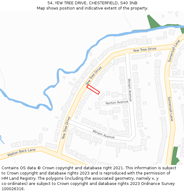 54, YEW TREE DRIVE, CHESTERFIELD, S40 3NB: Location map and indicative extent of plot