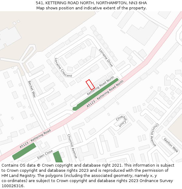 541, KETTERING ROAD NORTH, NORTHAMPTON, NN3 6HA: Location map and indicative extent of plot