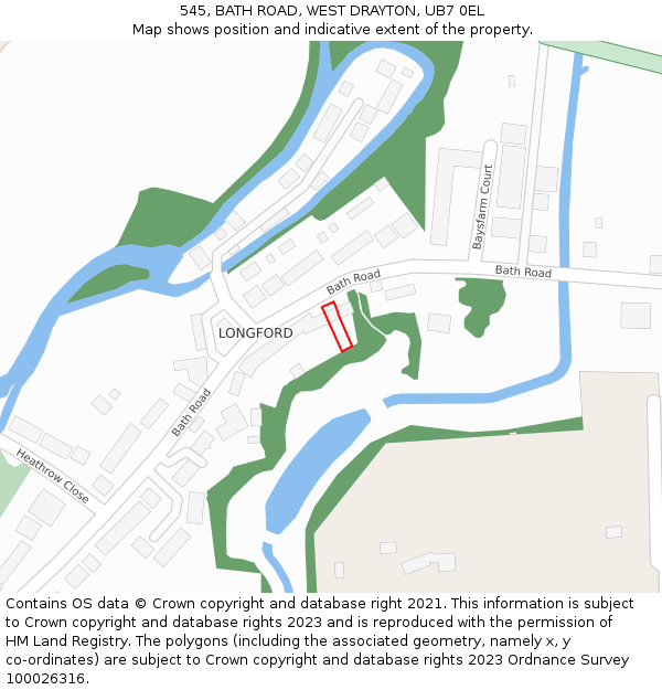 545, BATH ROAD, WEST DRAYTON, UB7 0EL: Location map and indicative extent of plot